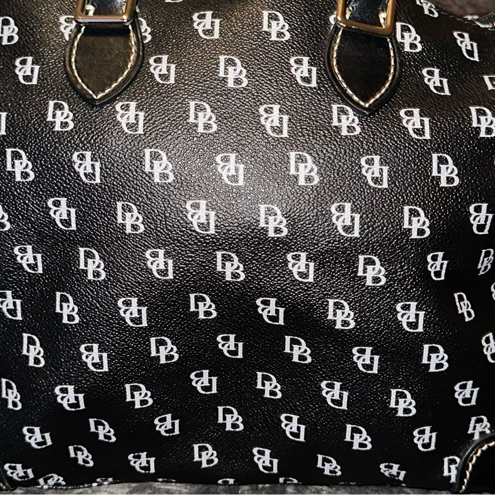 Dooney & Bourke Black and White Monogram Shoulder Bag - Picture 2 of 16